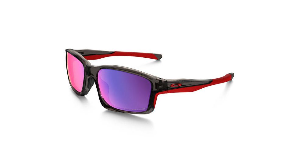 Oakley Chainlink Mens Asian Fit Sunglasses, Grey Smoke Frame, OO Red Iridium Polarized Lens OO9252-08