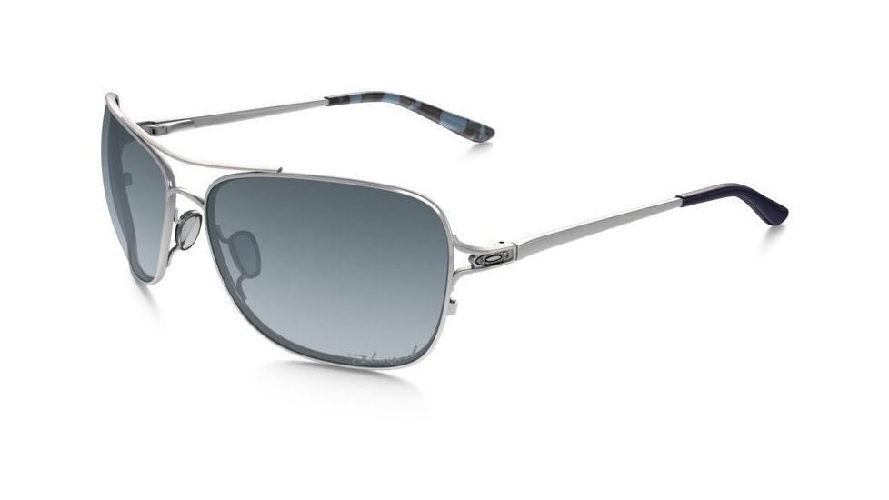 Oakley Conquest Sunglasses Polished Chrome/Blue Moss Frame, Grey Gradient Polarized Lens-OO4101-06