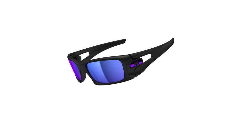 Oakley Crankcase Matte Black Frame w/ Violet Iridium Lenses Men's Sunglasses OO9165-05