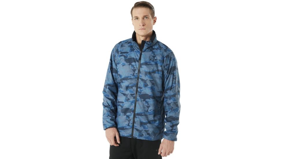Oakley Enhance Graphic Wind Warm Jacket 8.7 - Mens, Blue Storm Print, 2XL, 412584-66V-XXL