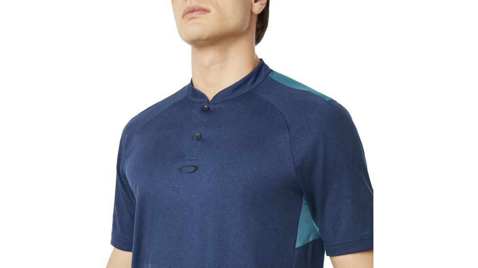 Oakley Ergonomic Evolution Polo Short Sleeve - Mens, Dark Blue Med Htr, Large 434326-6E2-L