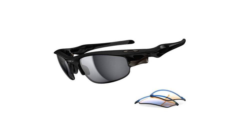 Oakley Fast Jacket Mens Sunglasses Polished Black Frame, Black Iridium and P42 Lens OO9097-16