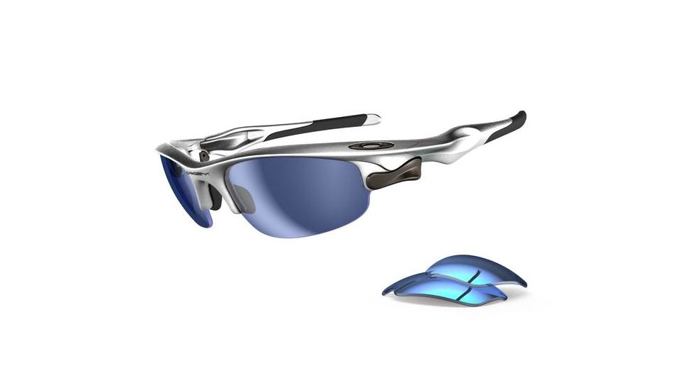 Oakley Fast Jacket Sunglasses, Silver Frame, Blue Irid + Jade Irid Lens OO9097-11