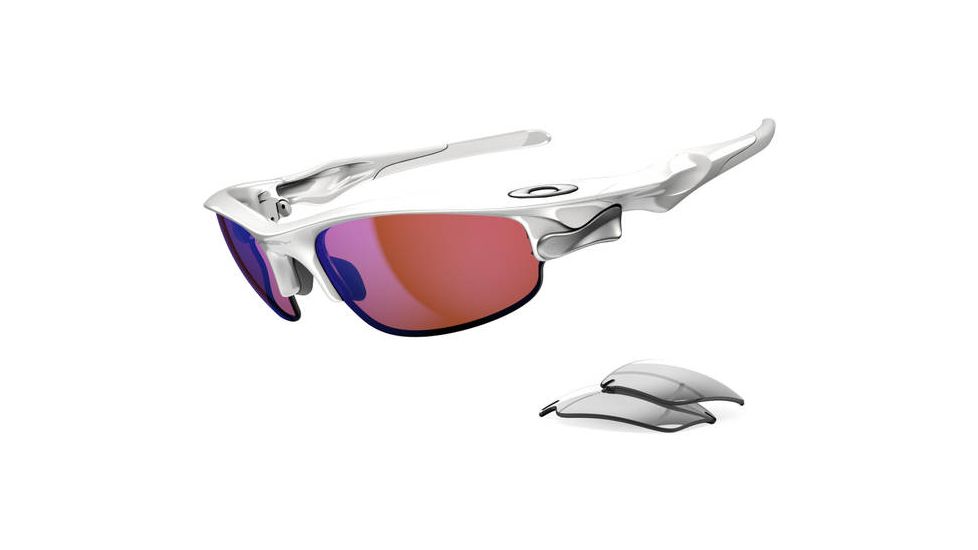 Oakley Fast Jacket Mens Sunglasses Polished White Frame, G30 Iridium and Slate Iridium Lens OO9097-17