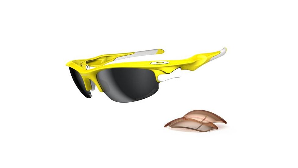 Oakley Fast Jacket Asian Fit Lemon Peel Frame w/ Black IridiumPolarized r Lenses Sunglasses OO9162-08