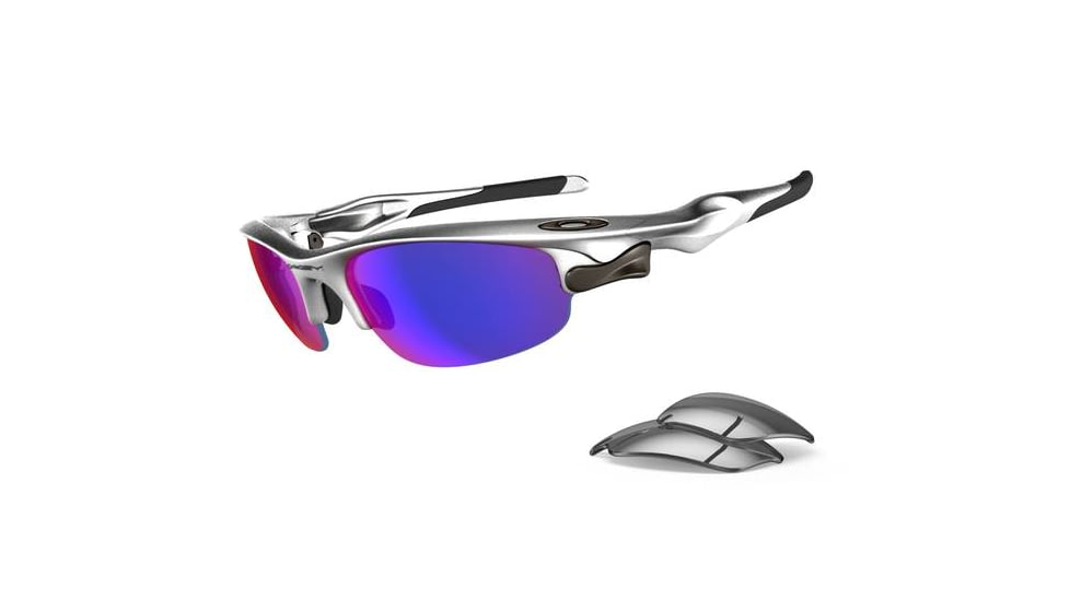 Oakley Fast Jacket Asian Fit Silver Frame w/ Light +Red Iridium Lenses Sunglasses OO9162-11