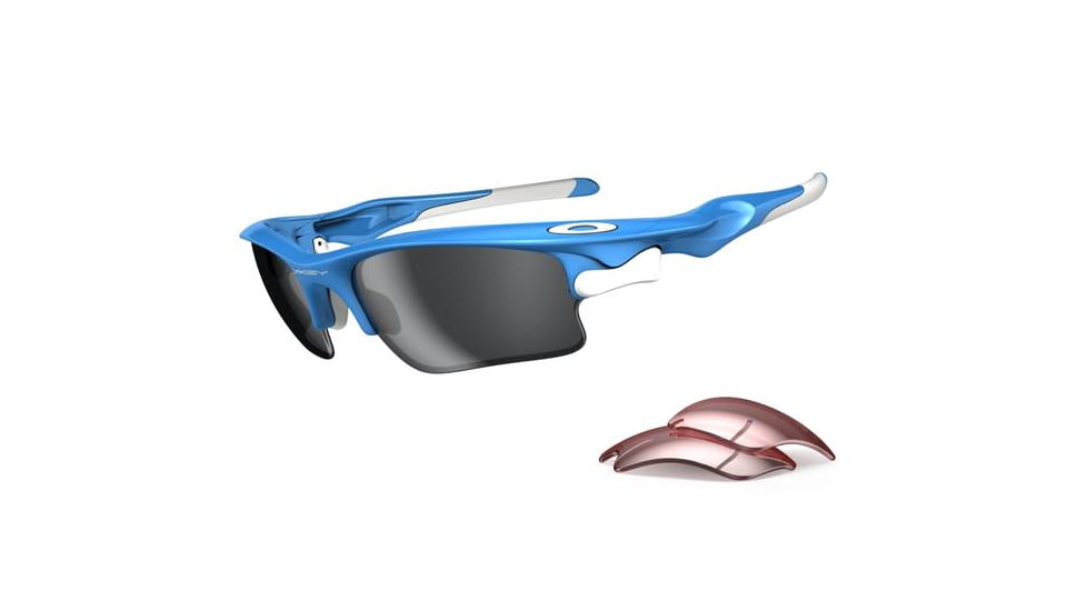Oakley Fast Jacket Asian Fit XL Sky Blue Frame w/ Black Iridium Lenses Sunglasses OO9163-03