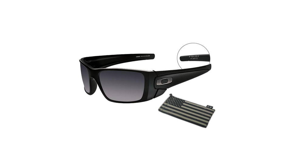 Oakley Fuel Cell Sunglasses 909682-60 - Si Matte Black steel Flags Frame, Black Iridium Lenses