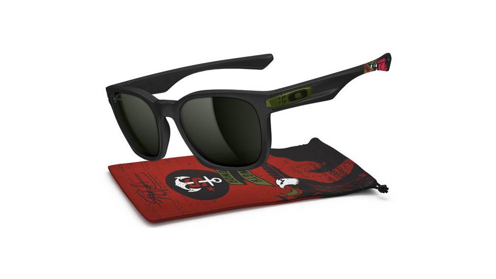 Oakley Garage Rock Mens Sunglasses Sheckler SS Matte Black Frame, Dark Grey Lens OO9175-25