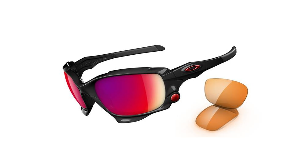 Oakley Jawbone Sunglasses - Polished Black Frame w/ OO Red Iridium Polar &amp; Persimmon Lenses 26-223