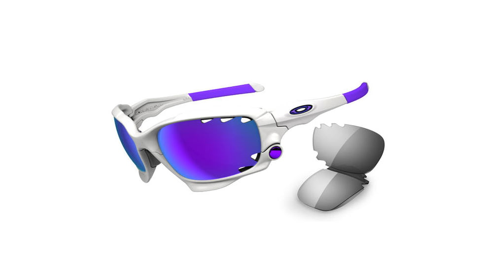 Oakley Jawbone Sunglasses - Polished White Frame w/ Violet Iridium Vented &amp; Light Grey Vented Lenses 24-273