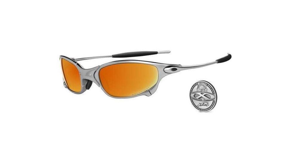 Oakley Juliet X Metal Polished Frame w/ Fire Polarized Lenses Sunglasses 04-147