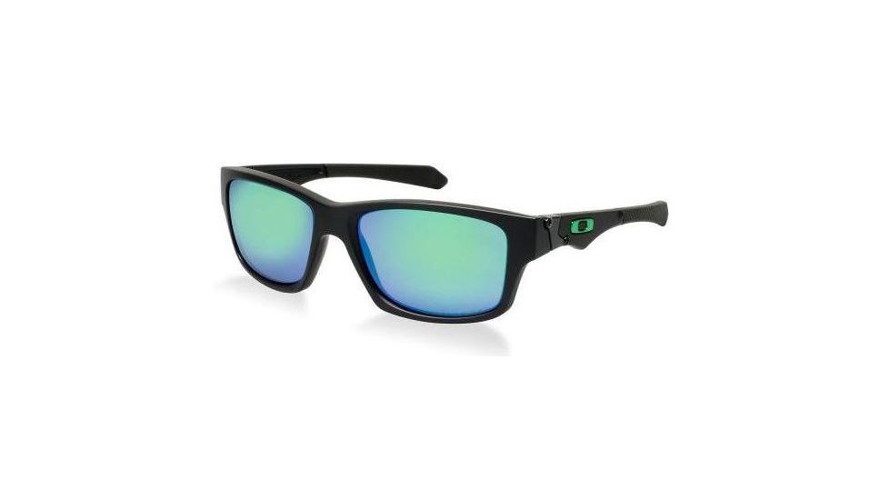 Oakley Jupiter Squared Sunglasses, Matte Black Frame and Jade Iridium Polarized Lens OO9135-19