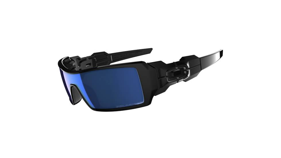 Oakley Oil Rig Sunglasses, Ice Iridium Polarized Lens, Polished Black Frame 26-248