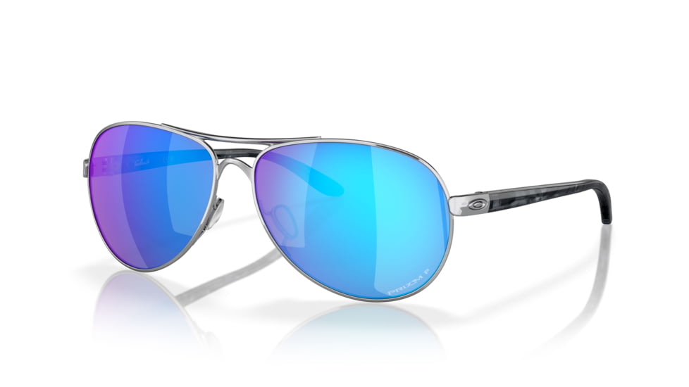 Oakley OO4079 Feedback Sunglasses - Women's, Polished Chrome Frame, Prizm Sapphire Polarized Lenses, 407933-59