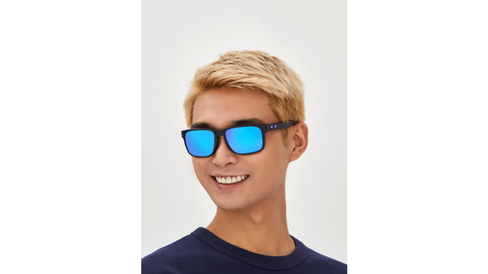 Oakley OO9102 Holbrook Sunglasses, Matte Black Frame, Prizm Violet Lenses, OO9102-9102K6-55