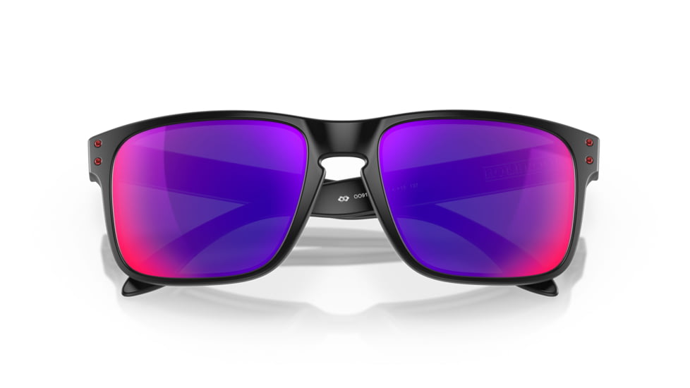 Oakley OO9102 Holbrook Sunglasses, Matte Black Frame, Red Idrium Lenses, OO9102-36