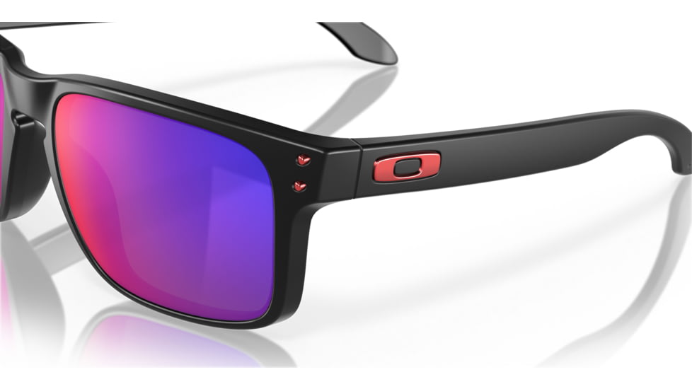 Oakley OO9102 Holbrook Sunglasses, Matte Black Frame, Red Idrium Lenses, OO9102-36
