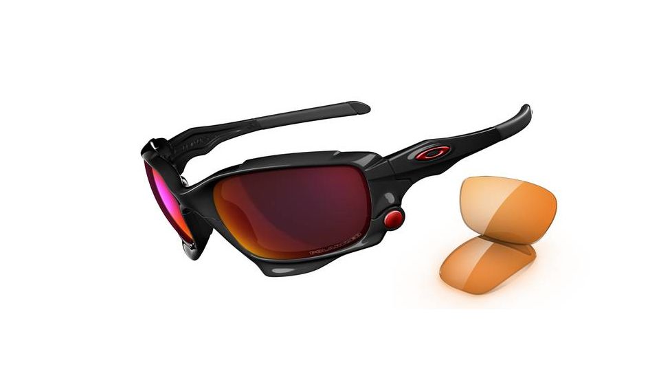 Oakley Jawbone Sunglasses - Polish Blk Frm w/ OO Red Irid Polar + Persim Lens 04-203