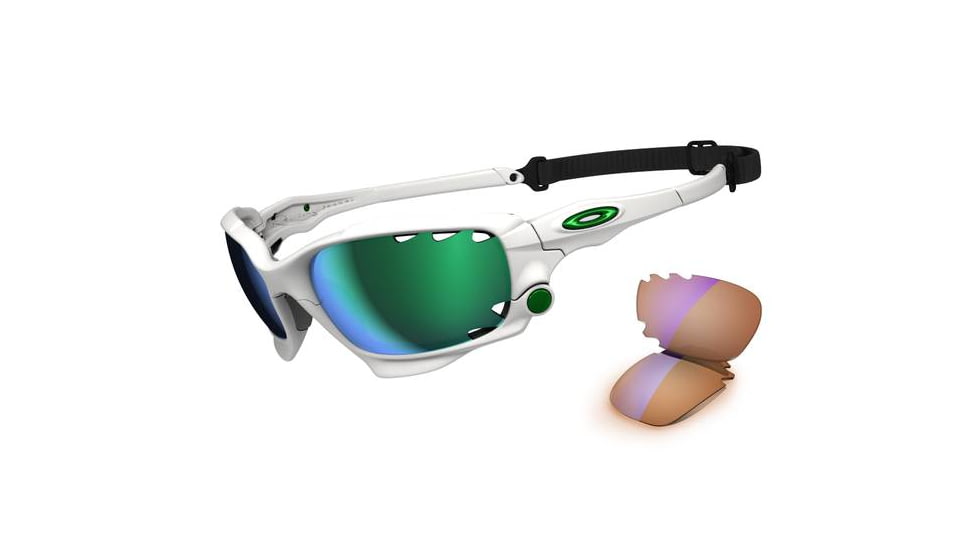 Oakley Racing Jacket Mens Sunglasses Matte White Frame, Jade Iridium Vented and P42 Iridium Vented Lens OO9171-18