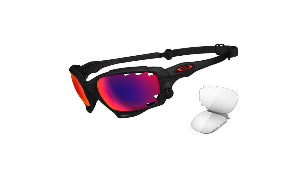 Oakley Racing Jacket Matt Black Ink Frame w/ Red Polarized &amp; Clear Lenses Sunglasses OO9171-10