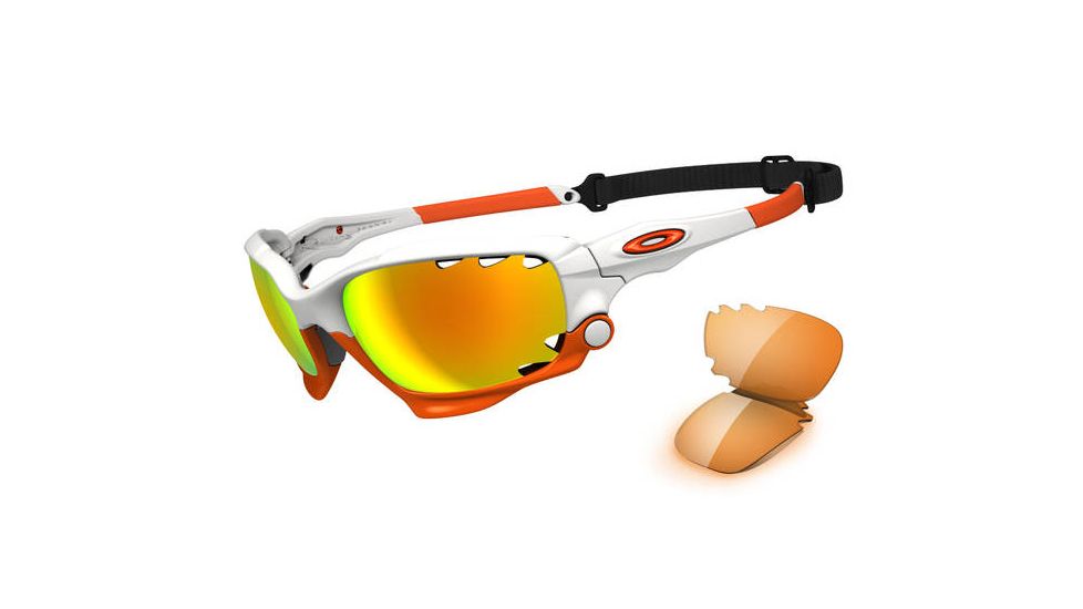 Oakley Racing Jacket Matte White Frame w/ Fire Iridium &amp; Persimmon Lenses Sunglasses OO9171-03