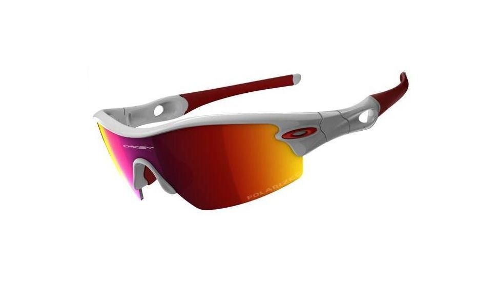 Oakley Radar Pitch Polished White Frame w/ +Red Polarized Lenses Sunglasses 09-723