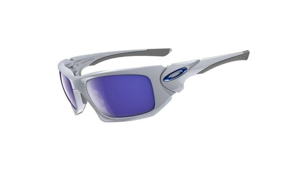 Oakley Scalpel White Chrome Frame w/ Ice Iridium Polarized Lenses Sunglasses OO9095-07