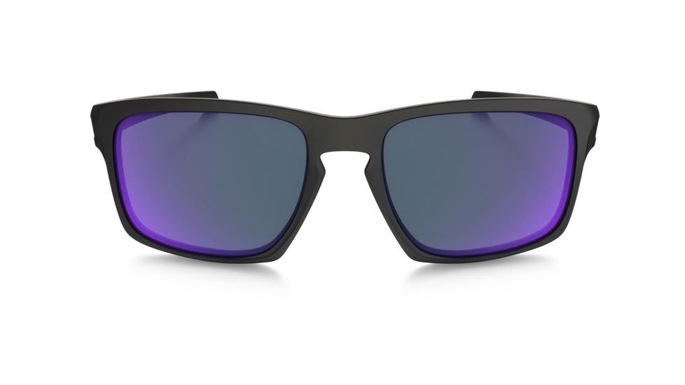Oakley Silver Sunglasses Matte Black Frame, Violet Iridium Polarized Lens-OO9262-10