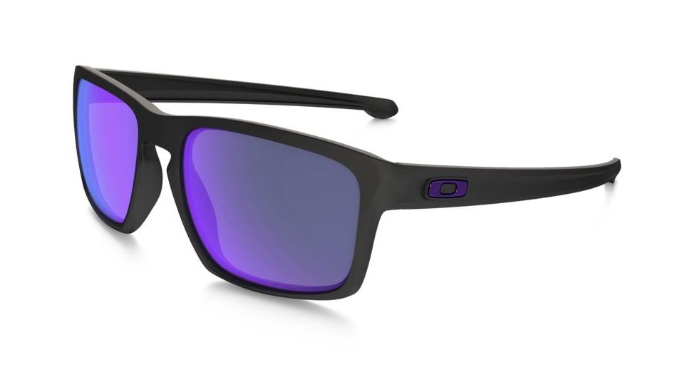 Oakley Silver Sunglasses Matte Black Frame, Violet Iridium Polarized Lens-OO9262-10
