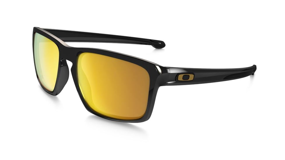 Oakley Silver Sunglasses Polished Black Frame, 24K Iridium Lens-OO9262-05