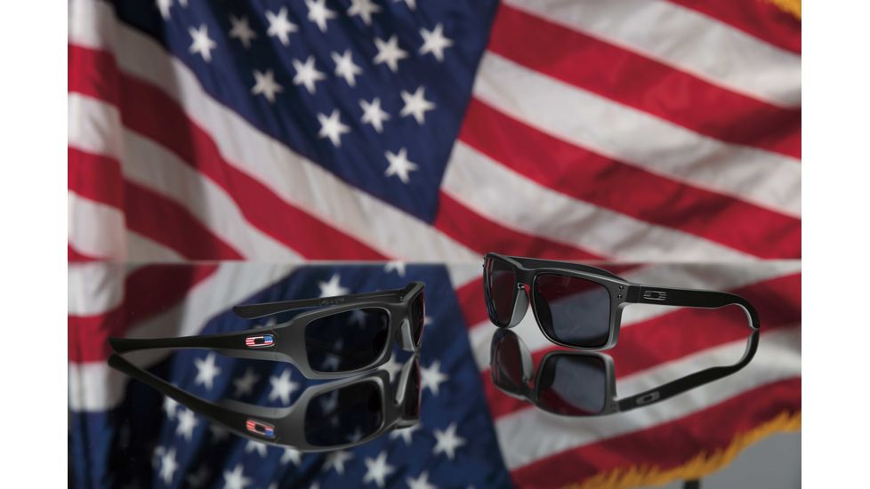 Oakley SI Standard Issue Holbrook Tonal Flag Collection Sunglasses, Matte Black w/Grey, OO9102-E555