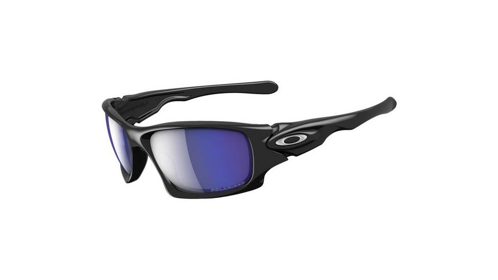Oakley Ten Polished Black Frame w/ Deep Blue Polarized Lenses Men's Sunglasses OO9128-12