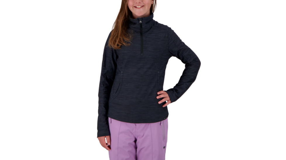 Obermeyer Clara 1/4 Zip Top - Girls, Black II, Large, 39010-21009-L