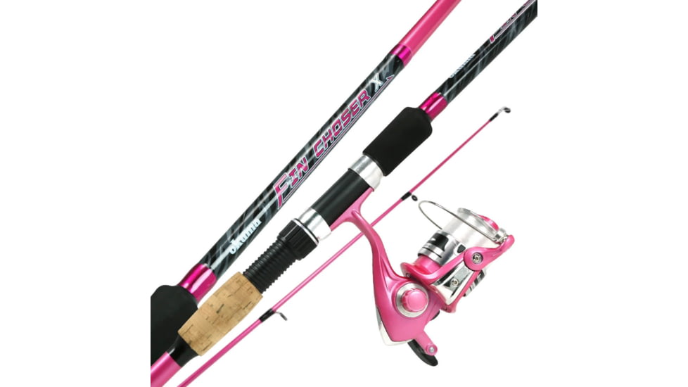 Okuma Fin Chaser x Spinning Combo, MH, 2 Piece Rod, Fnx-40 1Bb Pink Reel, 140Yds/12Lb, Pink, 7, 1/4oz, FNX-70-40PK