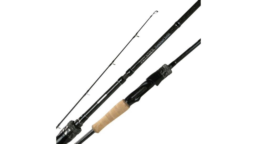 Okuma Fishing Tackle Voyager Signature Freshwater Spinning Rod, 7ft 2in, Medium Light, Moderate Fast, 4 Pieces, Reargrip Length 10.5in, VSS-S-724ML