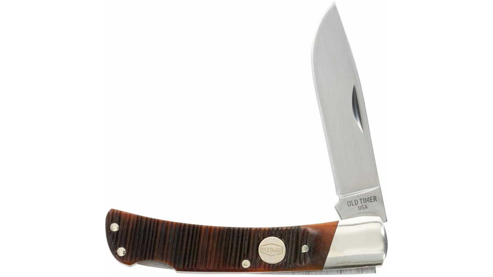 Old Timer Bruin 5OTG 2.8in Folding Knife, 1095 HC Steel Blade, Chestnut Bone Handle, 1137133