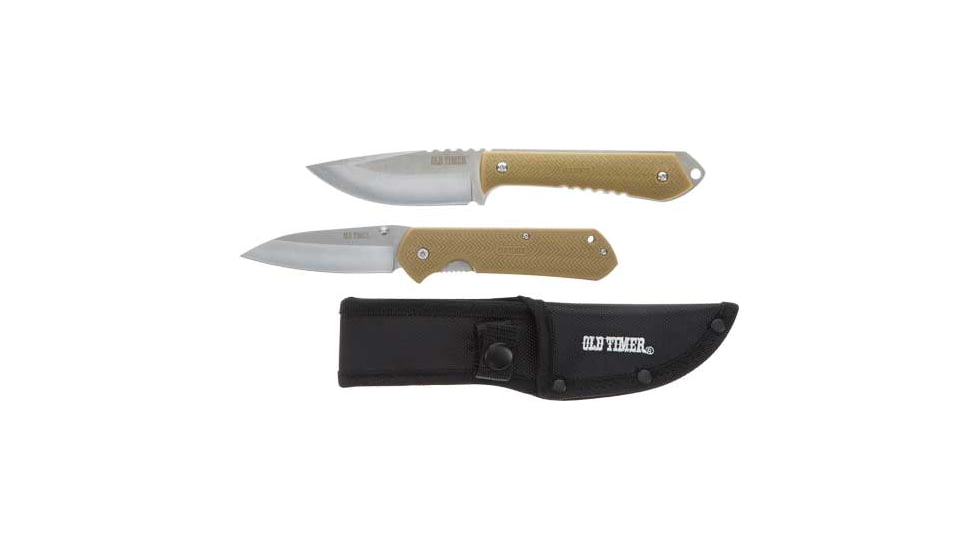 Old Timer Knife 2-pack Fixed/ Folder Combo W/1 Sheath Pq3