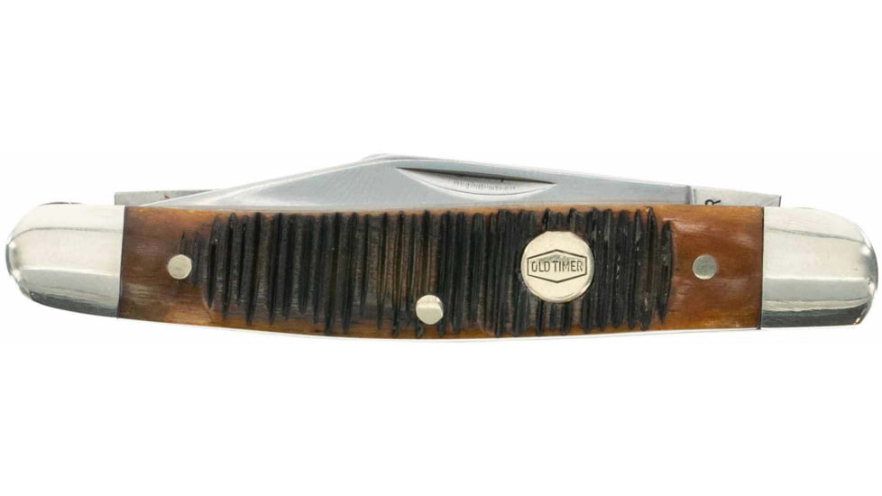Old Timer Middleman 34OTG 2.4in Folding Knife, 1095 HC Steel Blade, Chestnut Bone Handle, 1149145