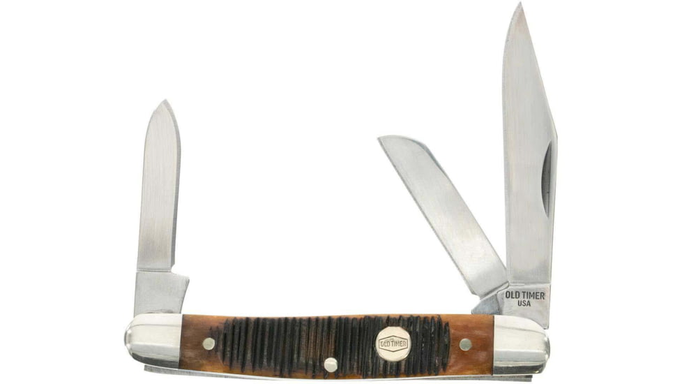 Old Timer Middleman 34OTG 2.4in Folding Knife, 1095 HC Steel Blade, Chestnut Bone Handle, 1149145