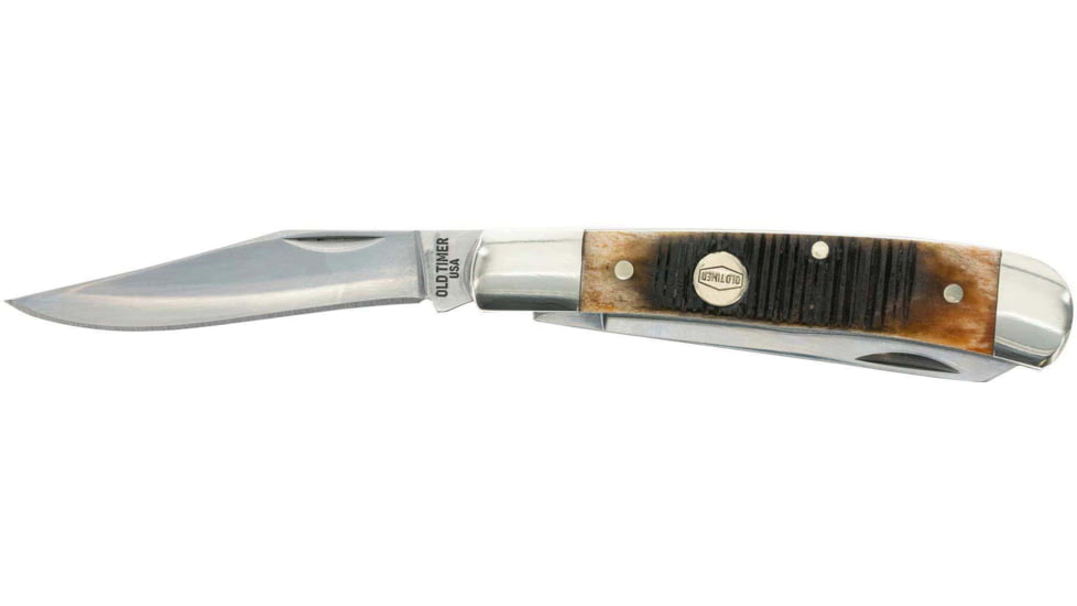 Old Timer Trapper 94OTG 2.3in Folding Knife, 1095 HC Steel Blade, Chestnut Bone Handle, 1137134