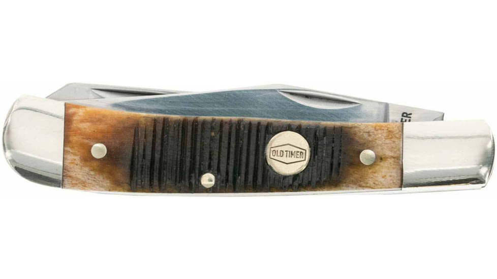 Old Timer Trapper 94OTG 2.3in Folding Knife, 1095 HC Steel Blade, Chestnut Bone Handle, 1137134