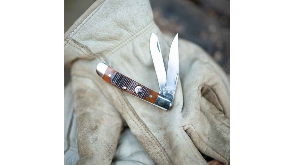 Old Timer Trapper 94OTG 2.3in Folding Knife, 1095 HC Steel Blade, Chestnut Bone Handle, 1137134