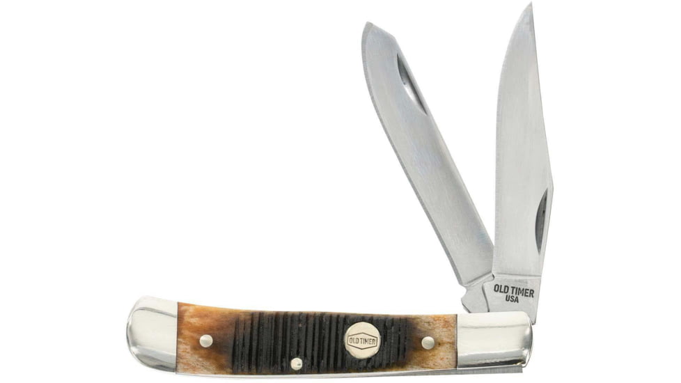 Old Timer Trapper 94OTG 2.3in Folding Knife, 1095 HC Steel Blade, Chestnut Bone Handle, 1137134