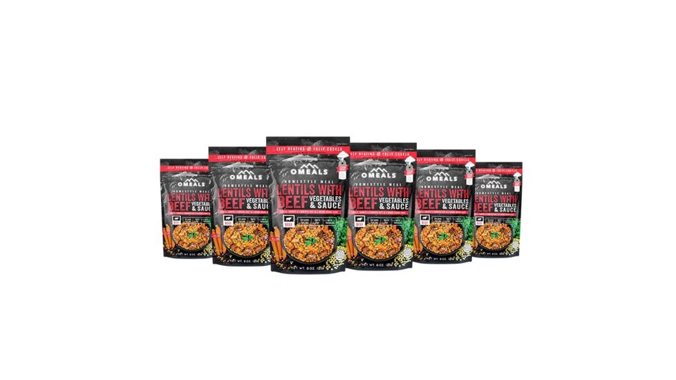 Omeals Lentils with Beef, Vegetables and Sauce, 6 pack, 7.5 inches x 2 inches x 10.75 inches OMEM5X6