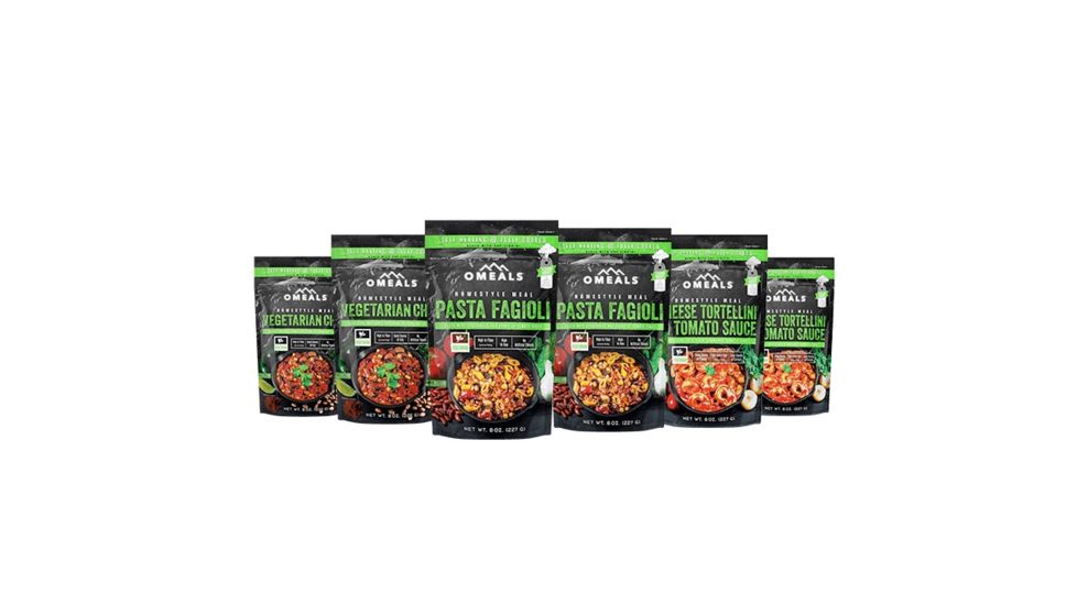 Omeals Vegetarian Meal - Pasta Fagioli/Vegetarian Chili/Cheese Tortellini, 6 pack, 7.5 inches x 2 inches x 10.75 inches OMEVP-6