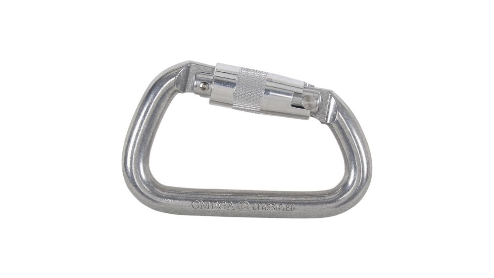 Omega Pacific Modified D 1/2in Aluminum NFPA Quik-Lok Carabiner, Gray 45158.01.100