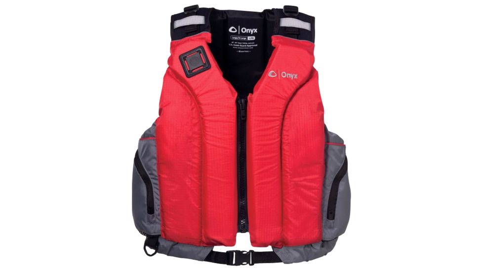 ONYX 5030 Riverton Paddle Sports Vest, 2XL,3XL Size, Foam, Nylon Shoulders, Panel, Red, Gray 5030RED07