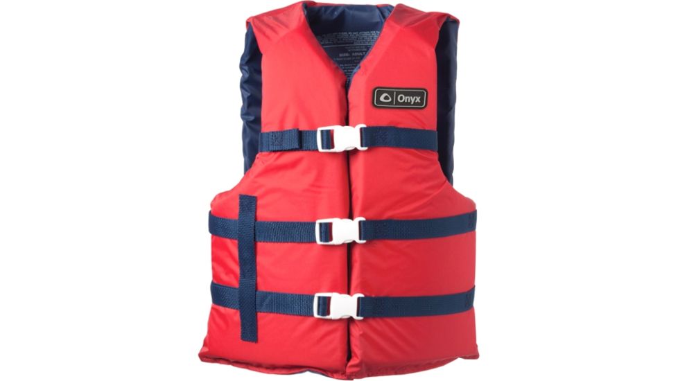 ONYX Universal General Purpose Life Vest, L,3XL Size for Adult, Nylon, Foam, Red, Navy, 103000-100-005-12