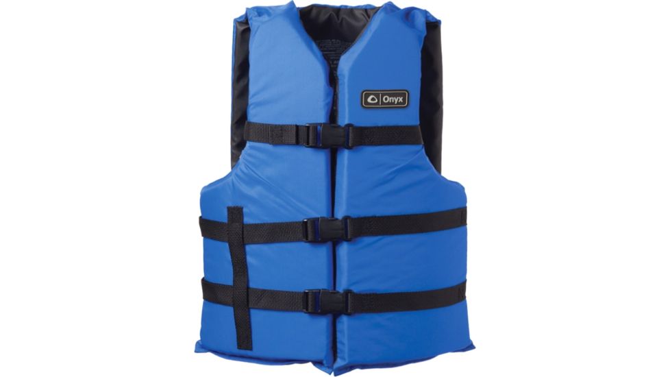 ONYX Universal General Purpose Life Vest, Universal Size for Adult, Nylon, Foam, Black, Blue, 103000-500-004-12
